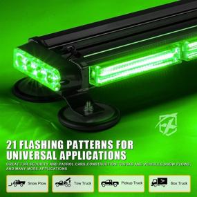 img 1 attached to 🚨 Xprite 26-inch Green COB LED Strobe Rooftop Flashing Light Bar | Double Side Hazard Warning Beacon Lights with Magnetic Mount | Ideal for Emergency Vehicles, Construction Cars, Trucks, Traffic Security