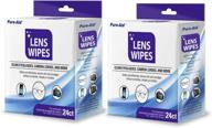 👓 pure-aid lens cleaning wipes - 24 individually wrapped wipes per pack (2 packs) - pre-moistened for eyeglasses, camera lenses, smartphones, tablets - safe & effective glasses cleaner - ideal for travel logo