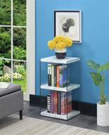 convenience concepts white faux marble soho 3 tier tower bookcase logo