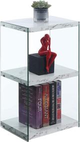 img 3 attached to Convenience Concepts White Faux Marble SoHo 3 Tier Tower Bookcase