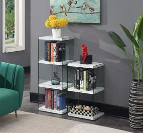 img 1 attached to Convenience Concepts White Faux Marble SoHo 3 Tier Tower Bookcase