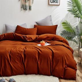 img 3 attached to 🧡 KAREVER Rust Comforter Sets Queen - Solid Burnt Orange Bedding Set, Caramel Color Terracotta - 3 Pieces Women Lightweight Blanket, Rust Quilts Set