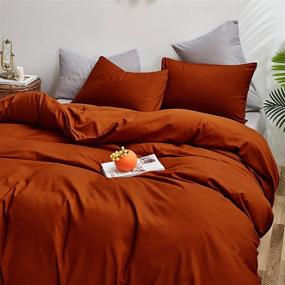 img 2 attached to 🧡 KAREVER Rust Comforter Sets Queen - Solid Burnt Orange Bedding Set, Caramel Color Terracotta - 3 Pieces Women Lightweight Blanket, Rust Quilts Set