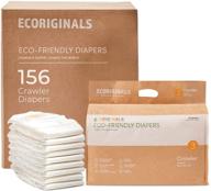 ecoriginals plant-based eco disposable diapers, crawler size 3, 13-24lbs, 6 pack, 156 count, non-toxic logo
