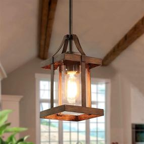 img 4 attached to 🏡 LNC A03408 Faux-Wood Pendant Lighting: Farmhouse Hanging Fixture for Kitchen Island, Bedroom, Dining Room, Hallway, Foyer - Brown