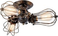 vintage industrial semi-flush mount ceiling light: moonkist bronze metal lamp fixtures with rotatable 3 light and painted finish логотип