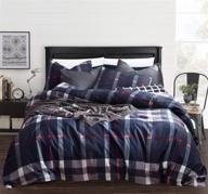 navy plaid duvet cover sets: stylish tartan geometric bedding for queen size - full mens, boys, and teen bedding - 3pcs set by clothknow logo