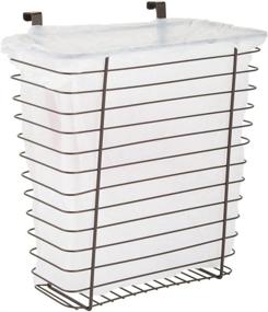 img 1 attached to 🧺 mDesign Metal Wire Over Door Kitchen Storage Organizer Basket - Hangs Over Cabinet Doors - For Bags, Tin Foil, Wax Paper, Saran Wrap - Solid Steel - Bronze Finish