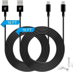 img 4 attached to 🔌 2 Pack 16.4FT Extension Charging Cable and Data Sync Cord - Compatible with PS4/ Xbox One Controllers, Kindle Fire, Android, USB to Micro USB Power Cable - For YI Cam, NestCam Indoor, and More.