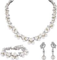 💎 sparkling ever faith austrian crystal cz simulated pearl victorian style jewelry set – necklace, earrings, and bracelet – clear logo