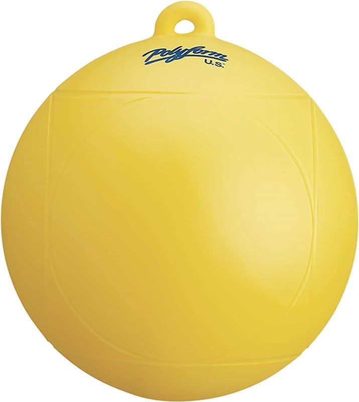 polyform ws-1 yellow ws series water ski buoy - 8&#34 logo
