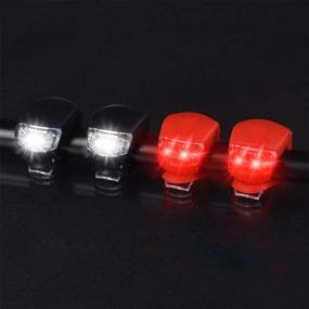 img 3 attached to 🚲 Malker Silicone LED Bike Light Set - Front and Rear Bicycle Light Kit: Waterproof, Safety Road & Mountain Bike Lights, Batteries Included (4 Pack: 2pcs White & 2pcs Red)