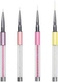 img 4 attached to 💅 Ahier 4PCS Nail Art Liner Brushes: Precision Nail Design Pens for UV Gel Painting, Dotting & Drawing - Sizes 5/9/11/20mm