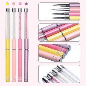 img 3 attached to 💅 Ahier 4PCS Nail Art Liner Brushes: Precision Nail Design Pens for UV Gel Painting, Dotting & Drawing - Sizes 5/9/11/20mm