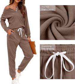 img 1 attached to 🌟 Stylish and Comfy: WIHOLL Women's Two Piece Lounge Set with Button Down Sweatshirt and Sweatpants - Featuring Pockets!