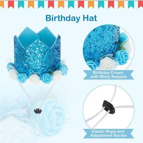 img 1 attached to 🎉 Adjustable Dog Birthday Bandana & Hat Set - Hat with Numbers Triangle Scarf for Cute Party Decorations, Ideal Supplies for Medium Small Dogs Cats and Puppies