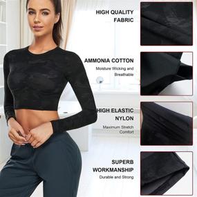 img 2 attached to 🏋️ XIAOXIAO Long Sleeve Crop Top Workout: Stylish Athletic Shirt with Built-in Bra for Women - Perfect for Yoga, Running, Gym & Sports