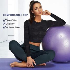 img 1 attached to 🏋️ XIAOXIAO Long Sleeve Crop Top Workout: Stylish Athletic Shirt with Built-in Bra for Women - Perfect for Yoga, Running, Gym & Sports