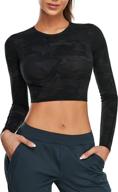 🏋️ xiaoxiao long sleeve crop top workout: stylish athletic shirt with built-in bra for women - perfect for yoga, running, gym & sports logo