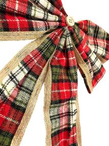 img 1 attached to 🎁 2-Pack Black Duck Brand Christmas Holiday Burlap Holly Plaid Jingle Bell Decor Bows with Buttons