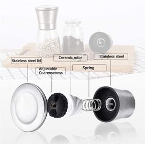 img 2 attached to 🧂 Premium Stainless Steel Salt and Pepper Grinder Set with Adjustable Coarseness - Glass Pepper Mill and Pepper Shaker Combo, Pack of 2