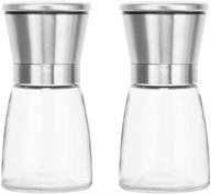 🧂 premium stainless steel salt and pepper grinder set with adjustable coarseness - glass pepper mill and pepper shaker combo, pack of 2 logo