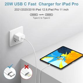 img 1 attached to Apple MFi Certified iPad Pro Charger - 20W USB-C Fast Charger for iPad Mini 6, iPad Air 4, iPad Pro 12.9, iPad Pro 11 - 2021/2020/2018 - 6FT USB to USB Cable - Fast Wall Charger