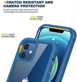 img 1 attached to 📱 Diaclara iPhone 12/12 Pro Case - Full Body Rugged Case with Touch Sensitive Anti-Scratch Screen Protector, Soft TPU Bumper Case (6.1") - Blue and Clear