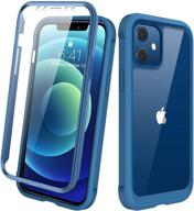 📱 diaclara iphone 12/12 pro case - full body rugged case with touch sensitive anti-scratch screen protector, soft tpu bumper case (6.1") - blue and clear logo