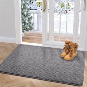 img 4 attached to 🚪 DEXI Indoor Door Mat - Non-Slip Low Profile Rug for Front Entrance, Entryway, Washable - 19.5"x31.5", Grey