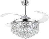 🌀 moooni 42 inch reversible crystal ceiling fan with lights and remote, retractable fan chandelier, noiseless fandelier, modern dimmable led fan light kit for bedroom and dining room логотип