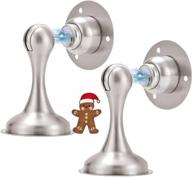 🚪 convenient and secure magnetic door stopper set - brushed nickel, no drill installation, 3m double-sided adhesive tape, 2 pack logo
