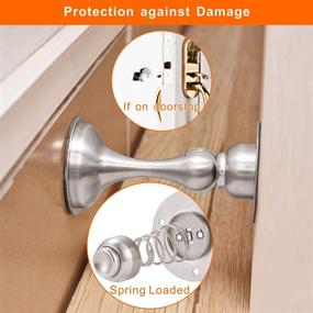 img 3 attached to 🚪 Convenient and Secure Magnetic Door Stopper Set - Brushed Nickel, No Drill Installation, 3M Double-Sided Adhesive Tape, 2 Pack
