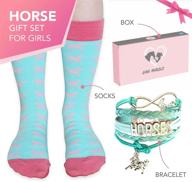 🐴 bae icons horse gifts: horse crew socks & bracelet set, perfect horse-lovers present. love horses gift boxed logo