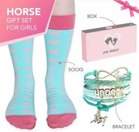 img 4 attached to 🐴 BAE Icons Horse Gifts: Horse Crew Socks & Bracelet Set, Perfect Horse-Lovers Present. Love Horses Gift Boxed