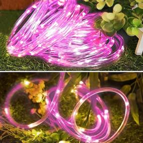 img 1 attached to 🏮 Oluote Solar Rope Lights - 50 LEDs 16ft Pink Copper Wire Light: Waterproof, 2 Modes for Outdoor Garden Path, Wedding Party Decoration