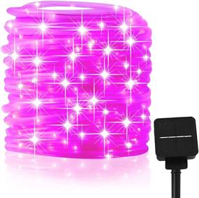 img 4 attached to 🏮 Oluote Solar Rope Lights - 50 LEDs 16ft Pink Copper Wire Light: Waterproof, 2 Modes for Outdoor Garden Path, Wedding Party Decoration