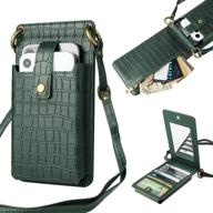 👜 [enhanced] highgo women's small crossbody cell phone wallet shoulder phone purse, travel card holder for iphone 11/12/12 pro max/11 pro/xs max samsung, all smartphone (green) logo