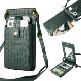 img 4 attached to 👜 [Enhanced] HIGHGO Women's Small Crossbody Cell Phone Wallet Shoulder Phone Purse, Travel Card Holder for iPhone 11/12/12 Pro Max/11 Pro/Xs Max Samsung, All Smartphone (Green)