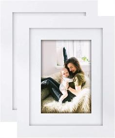 img 4 attached to 🖼️ Solid Wood 6x8 Picture Frame in White - Displaying Photos 4x6 with/without Mat for Wall or Tabletop - Set of 2