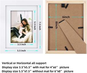 img 3 attached to 🖼️ Solid Wood 6x8 Picture Frame in White - Displaying Photos 4x6 with/without Mat for Wall or Tabletop - Set of 2