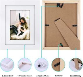 img 2 attached to 🖼️ Solid Wood 6x8 Picture Frame in White - Displaying Photos 4x6 with/without Mat for Wall or Tabletop - Set of 2