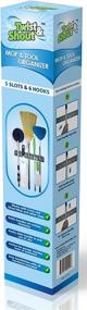 img 3 attached to Enhanced Grip Twist and Shout - Broom and Mop Holder and Tools Organizer with 5 Slots and 6 Hooks - Dual Track White Rubber for Improved Organization and Storage