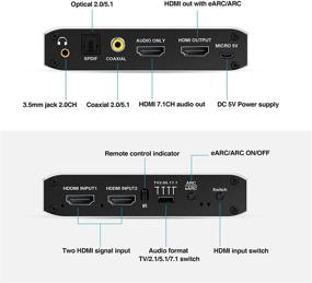 img 3 attached to 🔁 4K@60Hz HDMI Switch Audio Extractor with eARC, NEWCARE 2x1 HDMI Audio Converter - Remote Control, 7.1CH Atmos, ARC, Optical Toslink SPDIF, Coaxial, 3.5mm Audio Out - Supports HDCP2.3, HDMI2.0b