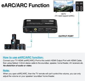 img 1 attached to 🔁 4K@60Hz HDMI Switch Audio Extractor with eARC, NEWCARE 2x1 HDMI Audio Converter - Remote Control, 7.1CH Atmos, ARC, Optical Toslink SPDIF, Coaxial, 3.5mm Audio Out - Supports HDCP2.3, HDMI2.0b