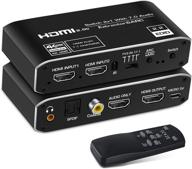 🔁 4k@60hz hdmi switch audio extractor with earc, newcare 2x1 hdmi audio converter - remote control, 7.1ch atmos, arc, optical toslink spdif, coaxial, 3.5mm audio out - supports hdcp2.3, hdmi2.0b logo