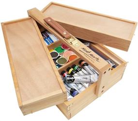 img 1 attached to 🎨 Optimized Mont Marte Multi-Purpose Wooden Art Box with 3 Layers of Storage for Efficient Art Supply Organization. Enhanced with a Convenient Leather Carry Handle for Effortless Transport