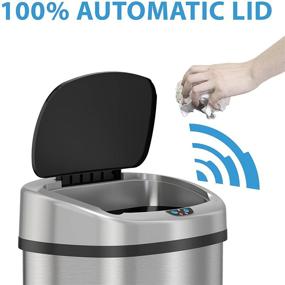 img 3 attached to iTouchless 13 Gallon SensorCan Touchless Trash Can - Odor Control, Stainless Steel, Oval Shape - Ideal Kitchen Bin