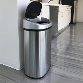 img 1 attached to iTouchless 13 Gallon SensorCan Touchless Trash Can - Odor Control, Stainless Steel, Oval Shape - Ideal Kitchen Bin