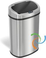 itouchless 13 gallon sensorcan touchless trash can - odor control, stainless steel, oval shape - ideal kitchen bin logo